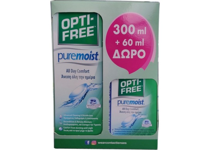 OPTIFREE Pure Moist Υγρό Καθαρισμού 300ml + 60ml ΔΩΡΟ OPTIFREE Pure Moist Υγρό Καθαρισμού 300ml + 60ml ΔΩΡΟ